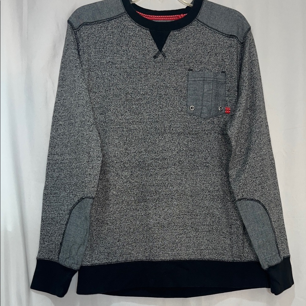 PD&C Men's Black and Gray Crewneck Sweater